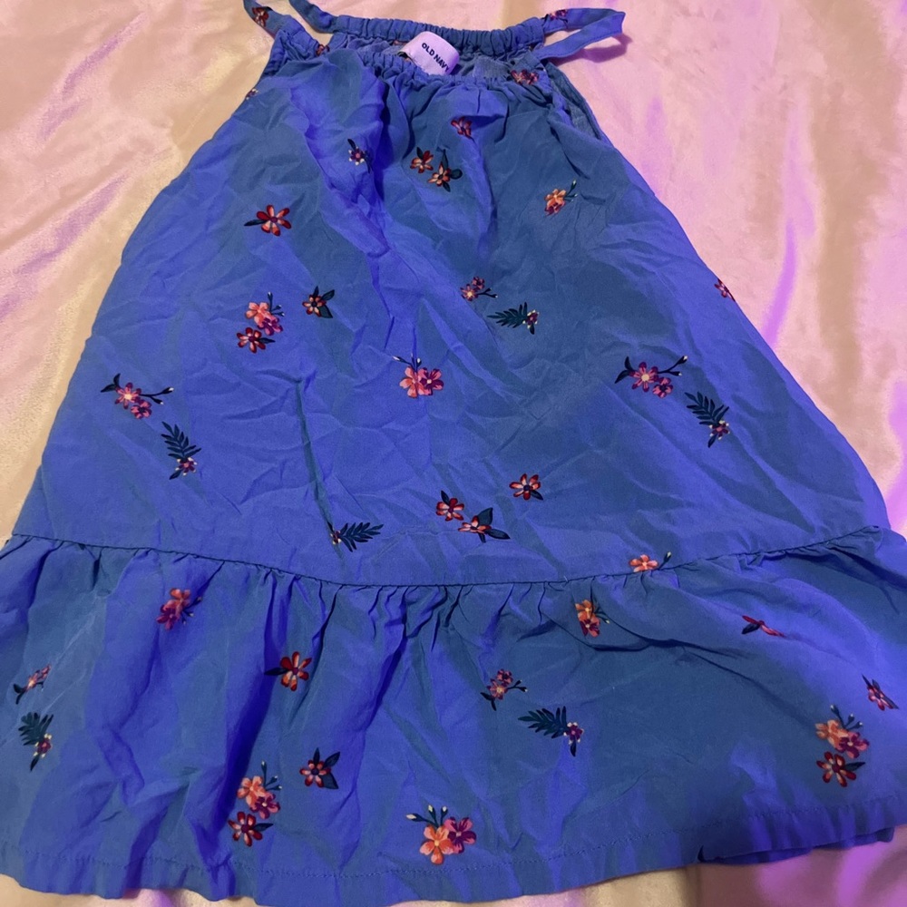 blue floral old navy halter neck tank